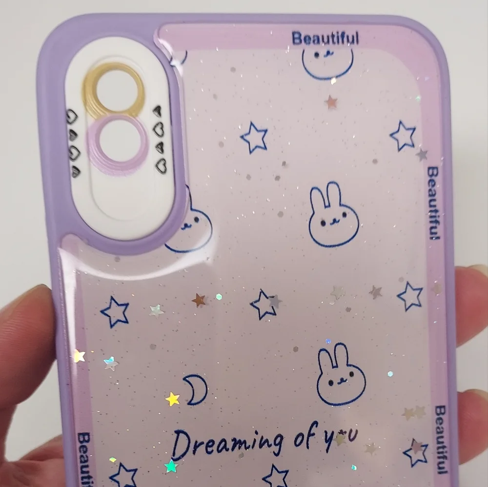 🐰 iPhone 15 pro max plus shock proof case lilac kawaii bunny sparkly dreaming